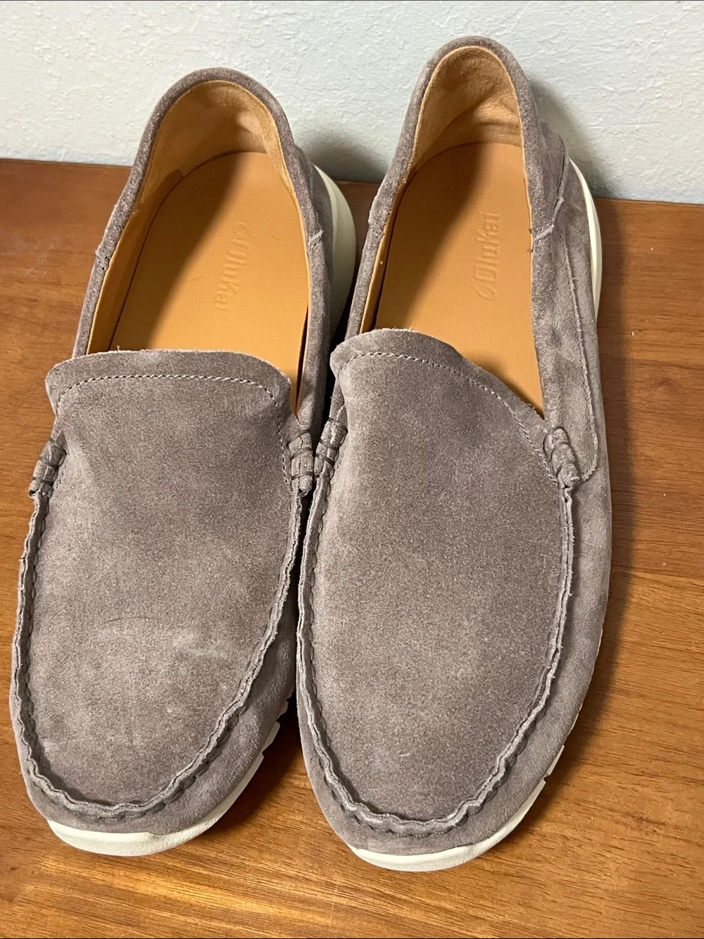 OluKai Men's Suede Slip-On Loafers in Taupe Gray